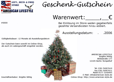 Geschenkgutschein - XMAS, zu 75,00 EUR