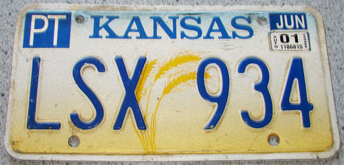 Original US-License Plate Kansas, gebraucht