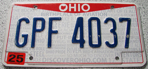 Original US-License Plate Ohio, gebraucht