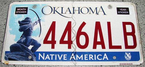 Original US-License Plate Oklahoma, gebraucht