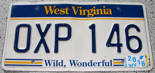 Original US-License Plate West Virginia, gebraucht