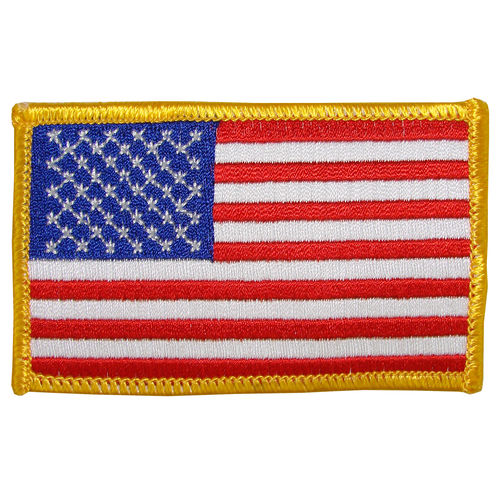 Aufnäher - US-Flagge, ca. 8,8 x 5,4 cm, Rand goldfarben
