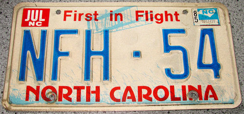Original US-License Plate North Carolina, gebraucht