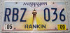 Original US-License Plate Mississippi, gebraucht