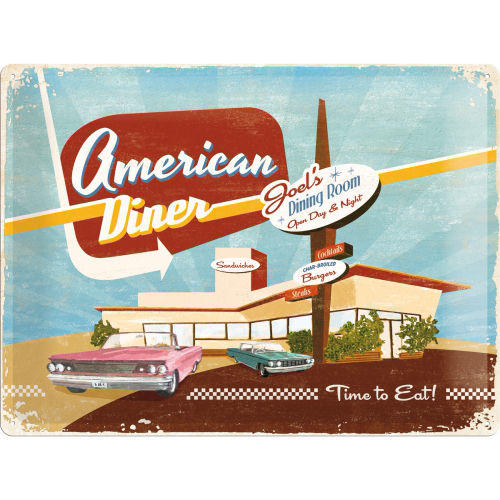 Blechschild - American Diner - Time to Eat! ca. 40x30 cm