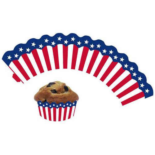 Cupcake Deko-Banderolen - USA-Flagge, 12 Stück