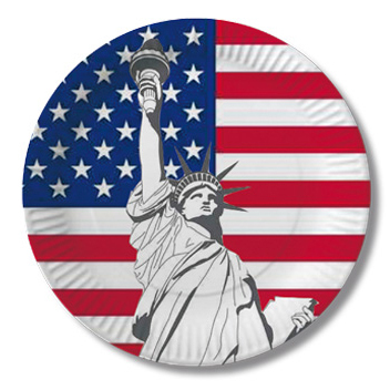 Pappteller USA - Statue of Liberty, ca. 23 cm, 10 Stück