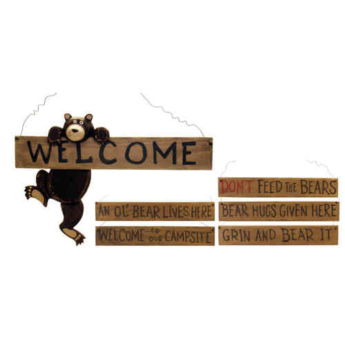 3D-Deko-Schild - HANGING BEAR mit Schriftzug, ca. 30,5 x 19,5 cm
