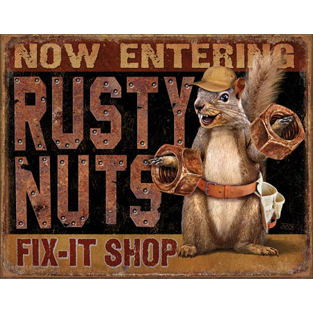 Blechschild - Rusty Nuts Fix-It Shop, ca. 40,5 x 31,5 cm