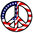 Aufnäher - PEACE - USA Stars & Stripes, ca. 7,8 cm