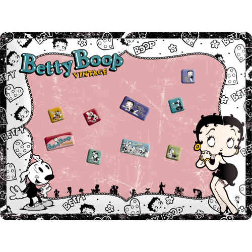 Memoboard Betty Boop Vintage, inkl. 9 Magnete, ca. 40 x 30 cm