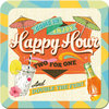 Metall-Untersetzer - Happy Hour - Two for One, 9 x 9 cm