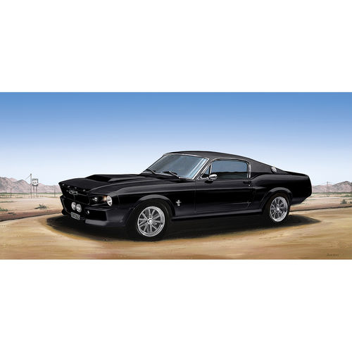 Kunstdruck Poster - Black Mustang, ca. 70 x 33 cm