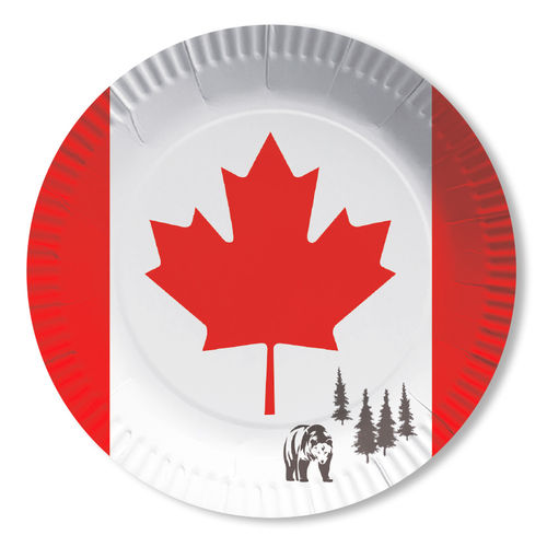 Pappteller CANADA - Maple Leaf Flag, ca. 23 cm, 10 Stück