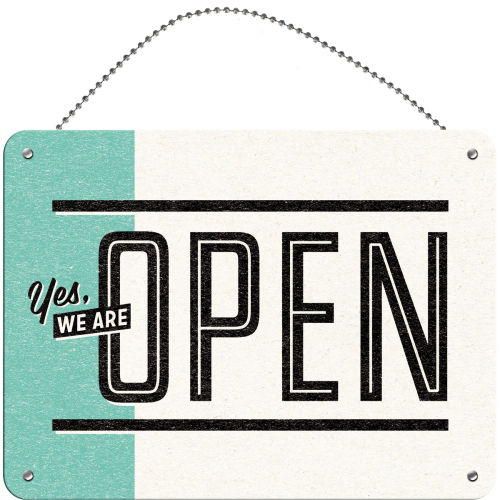 Blechschild - OPEN / CLOSED, inkl. Kette, ca. 20 x 15 cm