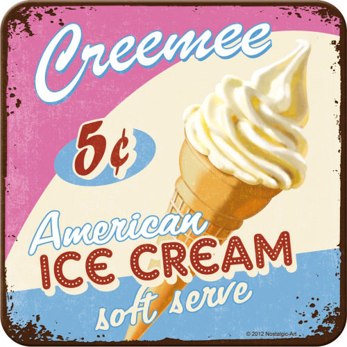 Metall-Untersetzer - American ICE CREAM, ca. 9 x 9 cm
