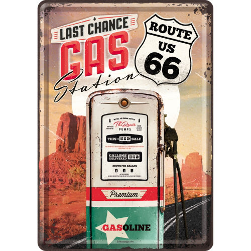 Blechpostkarte - Route 66® Gas Station, ca. 10 x 14,5 cm